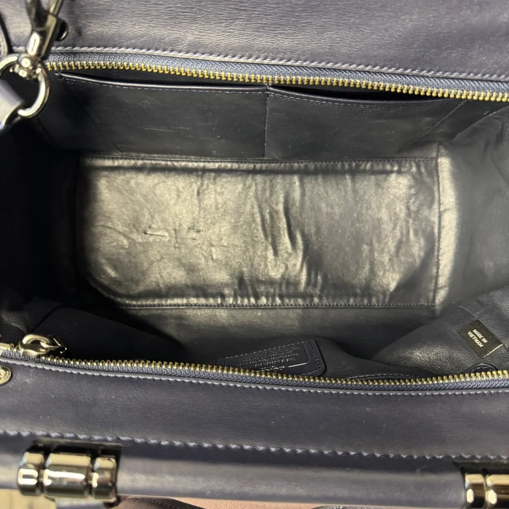 Coach Drifter Carryall Navy Snake Embossed Leather 2016 Gunmetal Hardware - Picture 13 of 15